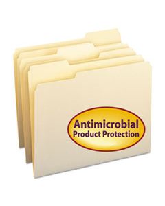 SMD10338 TOP TAB FILE FOLDERS WITH ANTIMICROBIAL PRODUCT PROTECTION, 1/3-CUT TABS, LETTER SIZE, MANILA, 100/BOX