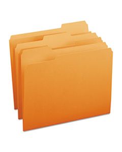 SMD12543 COLORED FILE FOLDERS, 1/3-CUT TABS, LETTER SIZE, ORANGE, 100/BOX