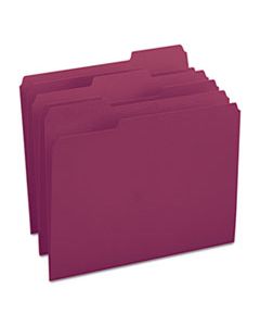SMD13093 COLORED FILE FOLDERS, 1/3-CUT TABS, LETTER SIZE, MAROON, 100/BOX