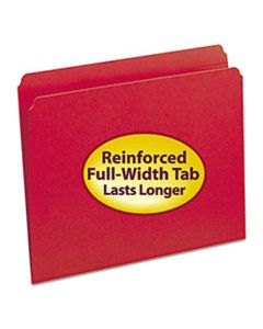 SMD12710 REINFORCED TOP TAB COLORED FILE FOLDERS, STRAIGHT TAB, LETTER SIZE, RED, 100/BOX