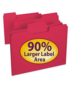 SMD11983 SUPERTAB COLORED FILE FOLDERS, 1/3-CUT TABS, LETTER SIZE, 11 PT. STOCK, RED, 100/BOX