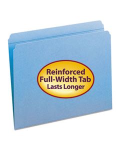 SMD12010 REINFORCED TOP TAB COLORED FILE FOLDERS, STRAIGHT TAB, LETTER SIZE, BLUE, 100/BOX
