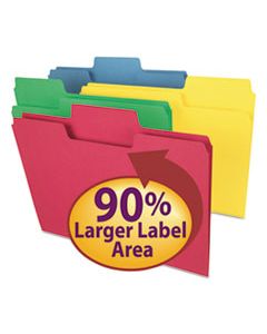 SMD11987 SUPERTAB COLORED FILE FOLDERS, 1/3-CUT TABS, LETTER SIZE, 11 PT. STOCK, ASSORTED, 100/BOX