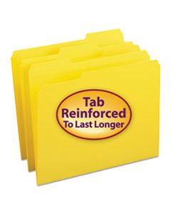SMD12934 REINFORCED TOP TAB COLORED FILE FOLDERS, 1/3-CUT TABS, LETTER SIZE, YELLOW, 100/BOX