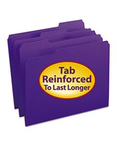 SMD13034 REINFORCED TOP TAB COLORED FILE FOLDERS, 1/3-CUT TABS, LETTER SIZE, PURPLE, 100/BOX