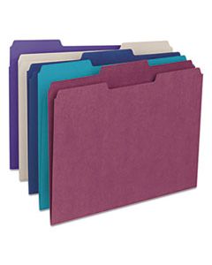 SMD11948 COLORED FILE FOLDERS, 1/3-CUT TABS, LETTER SIZE, ASSORTED, 100/BOX