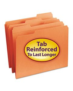 SMD12534 REINFORCED TOP TAB COLORED FILE FOLDERS, 1/3-CUT TABS, LETTER SIZE, ORANGE, 100/BOX