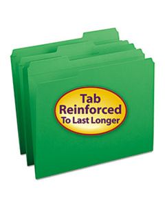 SMD12134 REINFORCED TOP TAB COLORED FILE FOLDERS, 1/3-CUT TABS, LETTER SIZE, GREEN, 100/BOX