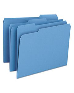 SMD12043 COLORED FILE FOLDERS, 1/3-CUT TABS, LETTER SIZE, BLUE, 100/BOX
