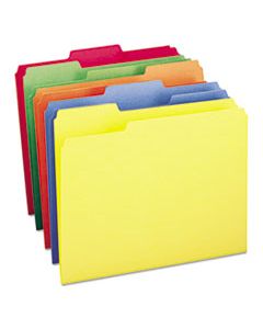 SMD11943 COLORED FILE FOLDERS, 1/3-CUT TABS, LETTER SIZE, ASSORTED, 100/BOX