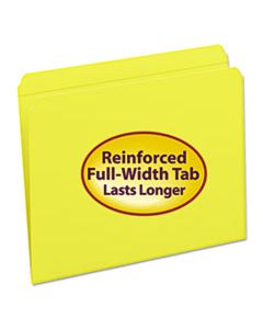 SMD12910 REINFORCED TOP TAB COLORED FILE FOLDERS, STRAIGHT TAB, LETTER SIZE, YELLOW, 100/BOX