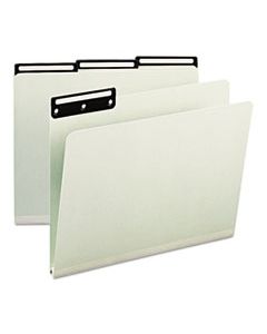 SMD13430 RECYCLED HEAVY PRESSBOARD FILE FOLDERS WITH INSERTABLE METAL TABS, 1/3-CUT TABS, LETTER SIZE, GRAY-GREEN, 25/BOX