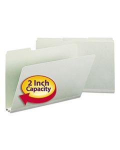 SMD18234 EXPANDING RECYCLED HEAVY PRESSBOARD FOLDERS, 1/3-CUT TABS, 2" EXPANSION, LEGAL SIZE, GRAY-GREEN, 25/BOX