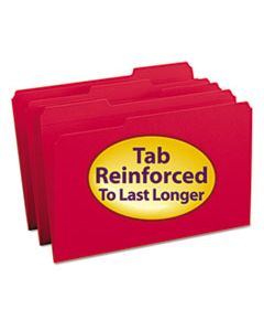 SMD17734 REINFORCED TOP TAB COLORED FILE FOLDERS, 1/3-CUT TABS, LEGAL SIZE, RED, 100/BOX