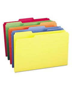 SMD16943 COLORED FILE FOLDERS, 1/3-CUT TABS, LEGAL SIZE, ASSORTED, 100/BOX