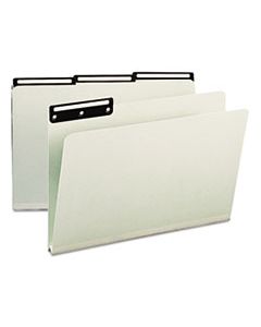 SMD18430 RECYCLED HEAVY PRESSBOARD FILE FOLDERS WITH INSERTABLE METAL TABS, 1/3-CUT TABS, LEGAL SIZE, GRAY-GREEN, 25/BOX