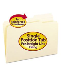 SMD15386 REINFORCED GUIDE HEIGHT FILE FOLDERS, 2/5-CUT TABS, RIGHT OF CENTER, LEGAL SIZE, MANILA, 100/BOX