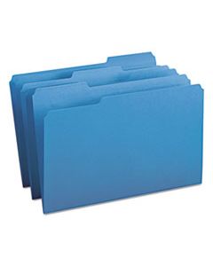 SMD17043 COLORED FILE FOLDERS, 1/3-CUT TABS, LEGAL SIZE, BLUE, 100/BOX