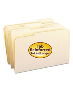 SMD15334 REINFORCED TAB MANILA FILE FOLDERS, 1/3-CUT TABS, LEGAL SIZE, 11 PT. MANILA, 100/BOX