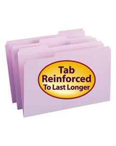 SMD17434 REINFORCED TOP TAB COLORED FILE FOLDERS, 1/3-CUT TABS, LEGAL SIZE, LAVENDER, 100/BOX