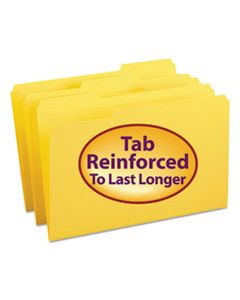 SMD17934 REINFORCED TOP TAB COLORED FILE FOLDERS, 1/3-CUT TABS, LEGAL SIZE, YELLOW, 100/BOX