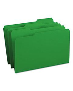 SMD17143 COLORED FILE FOLDERS, 1/3-CUT TABS, LEGAL SIZE, GREEN, 100/BOX