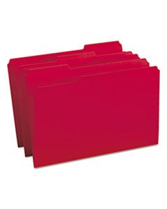 SMD17743 COLORED FILE FOLDERS, 1/3-CUT TABS, LEGAL SIZE, RED, 100/BOX