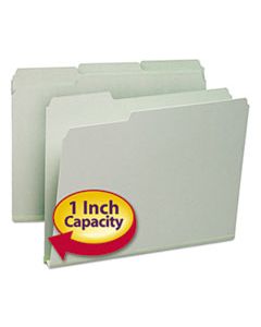 SMD13230 EXPANDING RECYCLED HEAVY PRESSBOARD FOLDERS, 1/3-CUT TABS, 1" EXPANSION, LETTER SIZE, GRAY-GREEN, 25/BOX