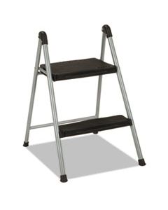 CSC11024PBL1E FOLDING STEP STOOL, 2-STEP, 200 LB CAPACITY, 16.9" WORKING HEIGHT, PLATINUM/BLACK