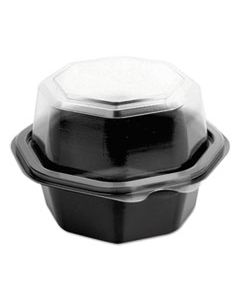 SCC866611PS94 OCTAVIEW HINGED-LID CF CONTAINERS, BLACK/CLEAR, 6OZ, 4.5" DIA X 2.4H, 300/CARTON