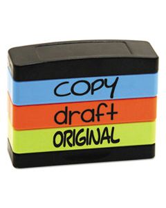 USS8801 STACK STAMP, COPY, DRAFT, ORIGINAL, 1 13/16 X 5/8, ASSORTED FLUORESCENT INK