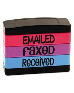 USS8800 STACK STAMP, EMAILED, FAXED, RECEIVED, 1 13/16 X 5/8, ASSORTED FLUORESCENT INK