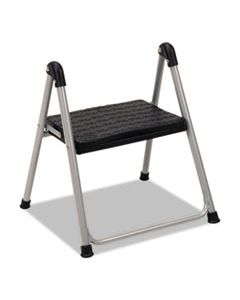 CSC11014PBL1E FOLDING STEP STOOL, 1-STEP, 200 LB CAPACITY, 9.9" WORKING HEIGHT, PLATINUM/BLACK