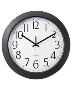 UNV10451 WHISPER QUIET CLOCK, 12" OVERALL DIAMETER, BLACK CASE, 1 AA (SOLD SEPARATELY)