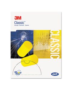 MMM3101103 E A R CLASSIC SMALL EARPLUGS IN PILLOW PAKS, PVC FOAM, YELLOW, 200 PAIRS