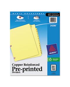 AVE24286 PREPRINTED LAMINATED TAB DIVIDERS W/COPPER REINFORCED HOLES, 12-TAB, LETTER