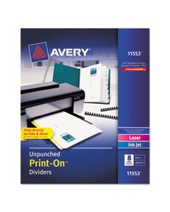 AVE11553 CUSTOMIZABLE PRINT-ON DIVIDERS, 8-TAB, LETTER, 5 SETS