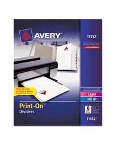 AVE11552 CUSTOMIZABLE PRINT-ON DIVIDERS, 8-TAB, LETTER, 5 SETS