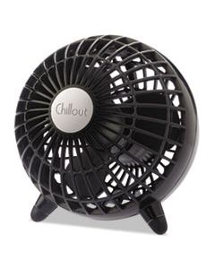 HWLGF3B CHILLOUT USB/AC ADAPTER PERSONAL FAN, BLACK, 6"DIAMETER, 1 SPEED