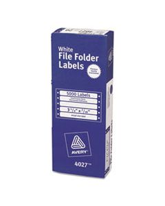 AVE4027 DOT MATRIX PRINTER PERMANENT FILE FOLDER LABELS, 0.44 X 3.5, WHITE, 5,000/BOX