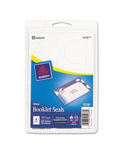 AVE5278 PRINTABLE MAILING SEALS, 1.5" DIA., WHITE, 6/SHEET, 40 SHEETS/PACK