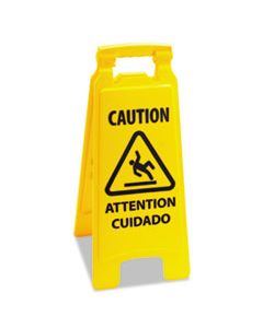 BWK26FLOORSIGN CAUTION SAFETY SIGN FOR WET FLOORS, 2-SIDED, PLASTIC, 10 X 2 X 26, YELLOW