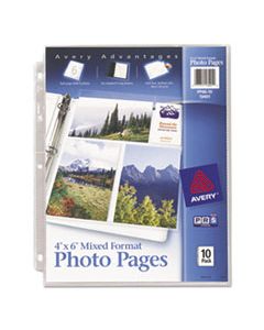 AVE13401 PHOTO STORAGE PAGES FOR SIX 4 X 6 MIXED FORMAT PHOTOS, 3-HOLE PUNCHED, 10/PACK