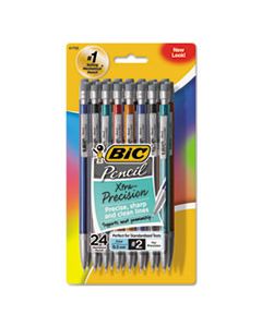 BICMPLMFP241 XTRA-PRECISION MECHANICAL PENCIL, 0.5 MM, HB (#2.5), BLACK LEAD, ASSORTED BARREL COLORS, 24/PACK
