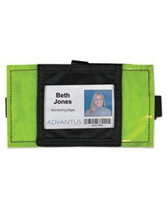 AVT75650 REFLECTIVE ARM BADGE HOLDER, 3 1/2 X 3 1/2, GREEN/BLACK, 6 PER BOX