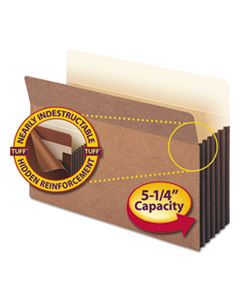 SMD74390 REDROPE TUFF POCKET DROP-FRONT FILE POCKETS W/ FULLY LINED GUSSETS, 5.25" EXPANSION, LEGAL SIZE, REDROPE, 10/BOX