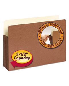 SMD74264 REDROPE DROP-FRONT FILE POCKETS W/ FULLY LINED GUSSETS, 3.5" EXPANSION, LEGAL SIZE, REDROPE, 10/BOX