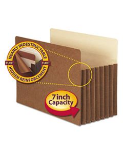 SMD74395 REDROPE TUFF POCKET DROP-FRONT FILE POCKETS W/ FULLY LINED GUSSETS, 7" EXPANSION, LEGAL SIZE, REDROPE, 5/BOX