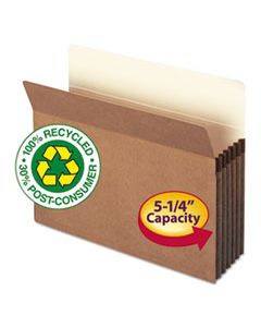 SMD73206 100% RECYCLED TOP TAB FILE POCKETS, 5.25" EXPANSION, LETTER SIZE, REDROPE, 10/BOX