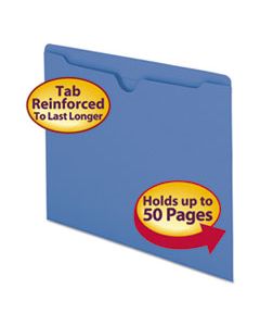 SMD75502 COLORED FILE JACKETS WITH REINFORCED DOUBLE-PLY TAB, STRAIGHT TAB, LETTER SIZE, BLUE, 100/BOX